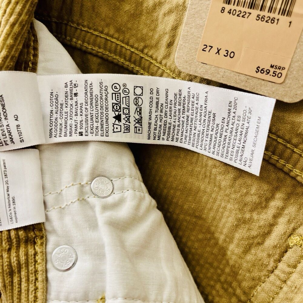 Levis Low Pro Thick Corduroy Pants Women 27 X 30 Golden Brown Relaxed Straight - Picture 9 of 9